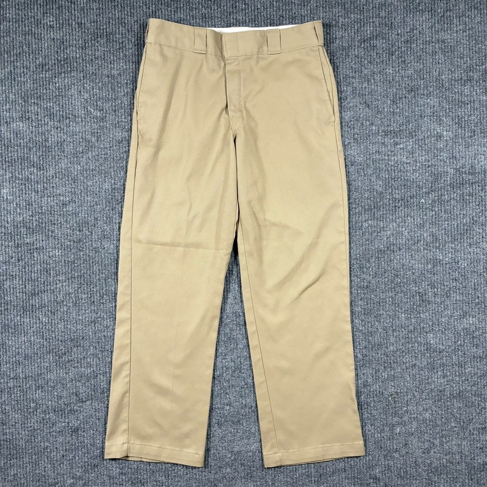 Dickies Flex Mens Dress‎ Pants Size 32x30 Beige Flat Front Casual Mid Rise